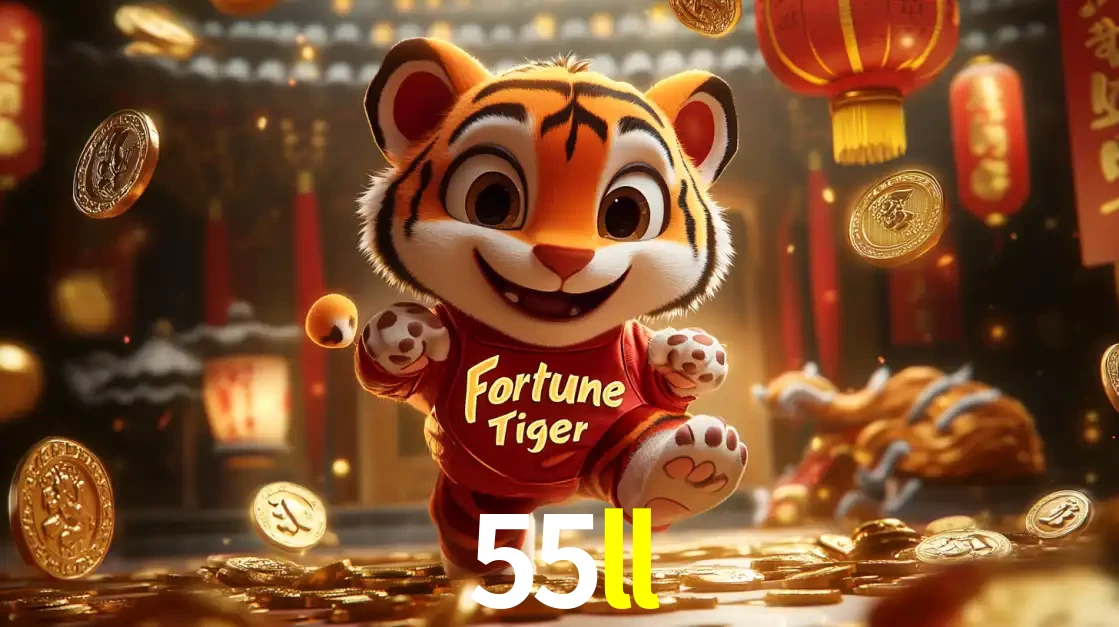 O alegre personagem do Fortune Tiger correndo sobre um caminho de moedas de ouro, simbolizando os grandes prêmios e a diversão do popular jogo de slot do 55ll.