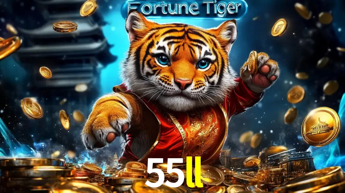 Imagem promocional do jogo de slot Fortune Tiger, com um tigre majestoso em traje tradicional cercado por uma fortuna em moedas de ouro, disponível agora no cassino 55ll.